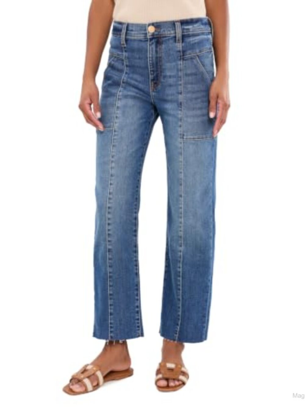 High-Rise Easy Straight Jeans Stretch Cotton Blend 28 Inseam